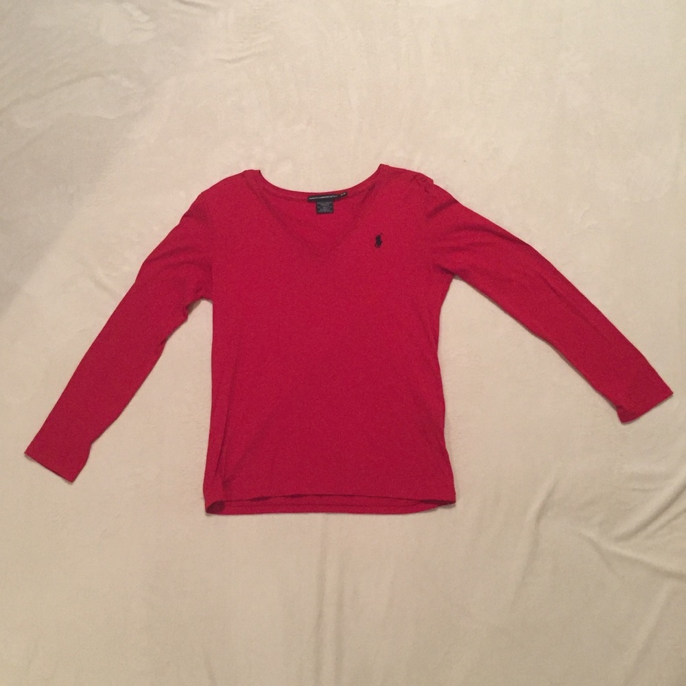 Red Ralph Lauren Long Sleeve V-Neck